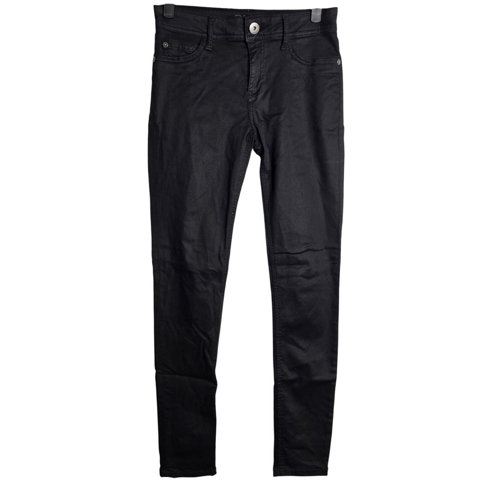 DL1961 Florence Skinny Jeans Black Coated Waxed Size 25
